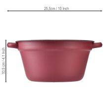 Artikel Metalspand med håndtag, dekorativ beholder til plantning, rød, Ø20,5 cm, H10,5 cm