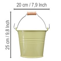 Artikel Metal spandblomsterpotte med hank, grøn/gul, 20x17,5x16cm, 2 stk.