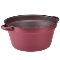 Artikel Spand med håndtag dekorative metalbalje til plantning rød Ø20,5cm H10,5cm
