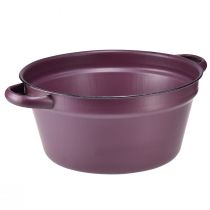 Artikel Spand med håndtag plantebakke metal lilla Ø22,5cm H10,5cm