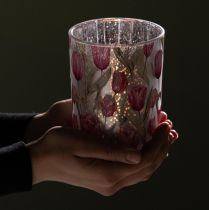 Artikel Elegant lanterne med tulipanmotiv til stemningsfuld forårsdekoration, 12,5 cm, 2 stk.