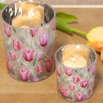 Artikel Elegant lanterne med tulipanmotiv til stemningsfuld forårsdekoration, 12,5 cm, 2 stk.