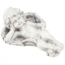 Artikel Engel liggende dekorativ figur grav dekoration grå polyresin 22cm