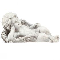 Artikel Engel liggende dekorativ figur grav dekoration grå polyresin 22cm