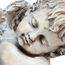 Artikel Engle siddende dekorativ figur grav dekoration grå polyresin H18cm