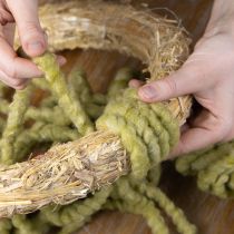 Artikel Blød Mirabell filtsnor, uld, grøn, 25m dekorativt bånd til blomsterdekoration, dekoration, hobbyarbejde, gør-det-selv