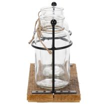 Artikel Dekorativ flaskevase, glas og træ, 23x12x19,5 cm, 2 stk.