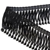 Artikel Sort frynset bånd 4 cm, kordonkant, dekorativ frynset lurex 25 m