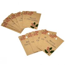 Artikel Gavemærker Merry Christmas papir natur brun 8,5×5,5cm 20 stk