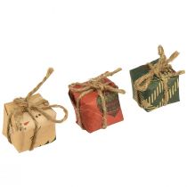 Artikel Papirgaveæsker minisæt, rød-grøn-naturlig, 2,5x3 cm 18 stk - juledekoration