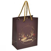 Artikel Gavepose julegevir brun/guld 18x10x23cm 2stk