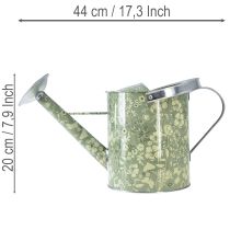 Artikel Metalvandkande, vintage look, grøn og sølv med blomstermønster - dekorativ plantekasse, Ø18 cm