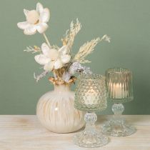 Artikel Glas fyrfadsstage med prikker og riller i bunden H15cm 2 stk.