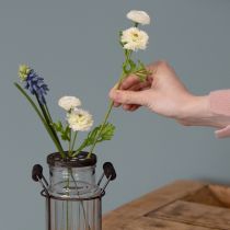 Artikel Glasflaske i metalkurv, ideel til dekorative detaljer i stuen, 20 cm