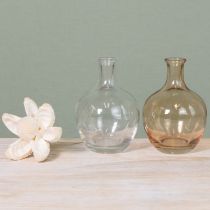 Artikel Minivase i glasflaske, ravfarvet og klar, Ø7,5 cm, H11 cm, 4 stk.