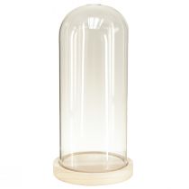 Artikel Glasoverligger glasklokke med bund klart træ Ø14cm H28,5cm