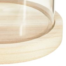 Artikel Glasoverligger glasklokke med bund klart træ Ø14cm H28,5cm