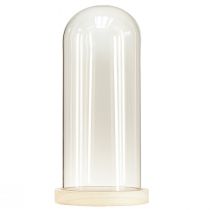 Artikel Glasoverligger glasklokke med bund klart træ Ø14cm H28,5cm