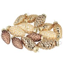 Artikel Glaskegler til ophængning, kegler, glas, brun, guld, 5,5 cm, 14 stk.