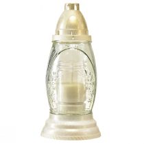 Artikel Gravlys glasvase retro gravlygte klar hvidguld Ø11cm H26,5cm