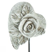 Artikel Gravstik hjerte mindestik rosenstøbt sten 5,5cm 6 stk