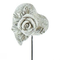 Artikel Gravstik hjerte mindestik rosenstøbt sten 5,5cm 6 stk