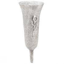 Artikel Gravvase grå Vase til stikke Calla-motiv H32,5cm