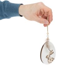 Artikel Træpåskeæg til ophængning, hvide og sorte, 10 cm, 6 stk.