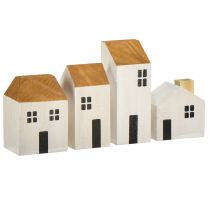 Artikel Træhus pyntehuse træ hvid brun 4,5-8cm 4 stk