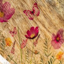Artikel Trætallerkener med blomster og sommerfugle, naturlyserød, Ø15 cm, 3 stk.