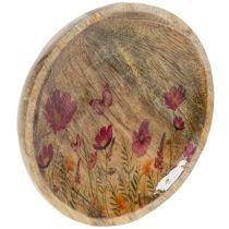 Artikel Trætallerkener med blomster og sommerfugle, naturlyserød, Ø15 cm, 3 stk.