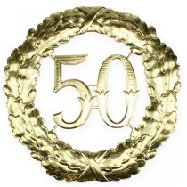 Jubilæumsnummer 50 i guld Ø40cm