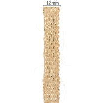 Artikel Jutebånd, rustikt dekorativt bånd, naturlig jute, guld, 12 mm, 10 m