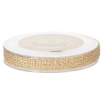 Artikel Jutebånd, rustikt dekorativt bånd, naturlig jute, guld, 12 mm, 10 m