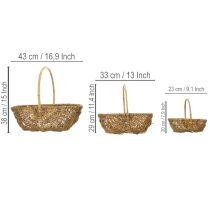 Artikel Kartoffelkurv 43/33/23 cm med folie, naturfarvet, sæt med 3.