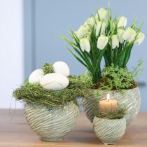 Artikel Keramiske skåle i grønt spiraldesign Ø9cm H7cm 4stk