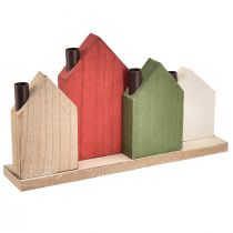 Artikel Lysestage adventskrans pind lys huse 35cm H20cm