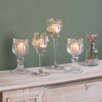 Artikel Glasblomstlysholder til elegant borddekoration, begivenheder og bryllupper, 22 cm