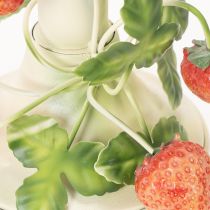 Artikel Metallysestage med jordbærdekoration, sommercreme, H13 cm