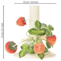 Artikel Metallysestage med jordbærdekoration, sommercreme, H13 cm