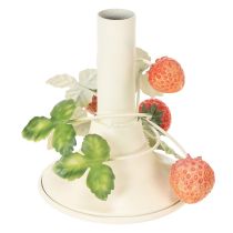 Artikel Metallysestage med jordbærdekoration, sommercreme, H13 cm