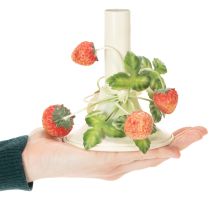 Artikel Metallysestage med jordbærdekoration, sommercreme, H13 cm