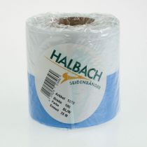 Artikel Moiré blåt og hvidt kransbånd, 100 mm dekorativt taftbånd