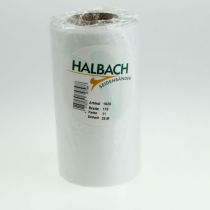 Artikel Hvidt kransbånd til begravelsesblomster, 175 mm bredt, 25 m langt, acetatbånd af høj kvalitet