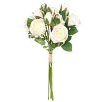 Artikel Kunstige Roser Kunstige Blomster Bunch Creme 36cm 12stk