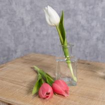 Artikel Kunstig tulipan, realistisk dekoration, holdbar kunstig blomst til hjemmet, 21 cm, 6 stk.