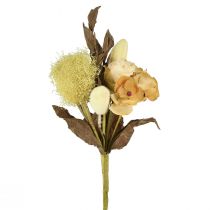 Artikel Kunstig blomsterbuket, rose, hortensia, tørt look, vintage dekoration, 38 cm