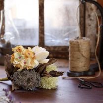 Artikel Kunstig blomsterbuket, rose, hortensia, tørt look, vintage dekoration, 38 cm