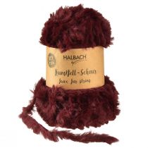 Artikel Imiteret pelssnor, fluffy dekorativ ledning, bordeaux, 50g, 30m