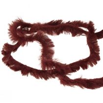 Artikel Imiteret pelssnor, fluffy dekorativ ledning, bordeaux, 50g, 30m